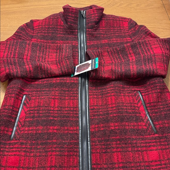 NWT Pendleton Women Wool Blend Walker Long Winter Coat Red Black Charcoal XL New - Picture 2 of 16